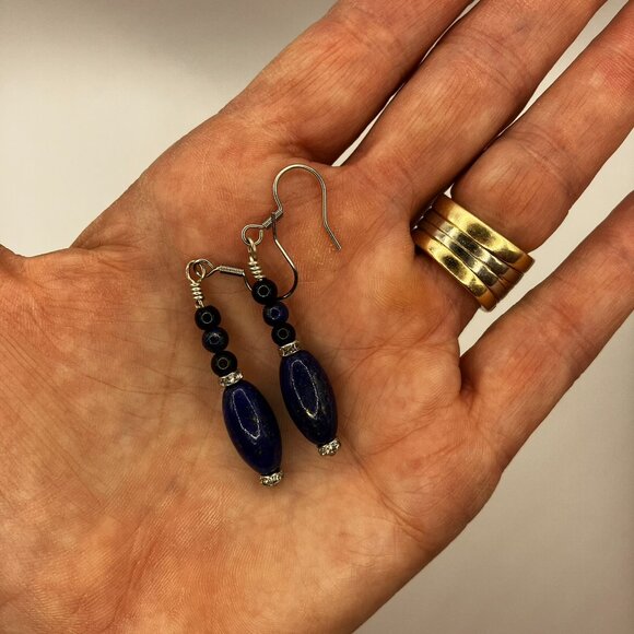 LAPIS Lazuli Teardrop Necklace Genuine Gemstones 20 inches + matching earrings - Picture 9 of 11